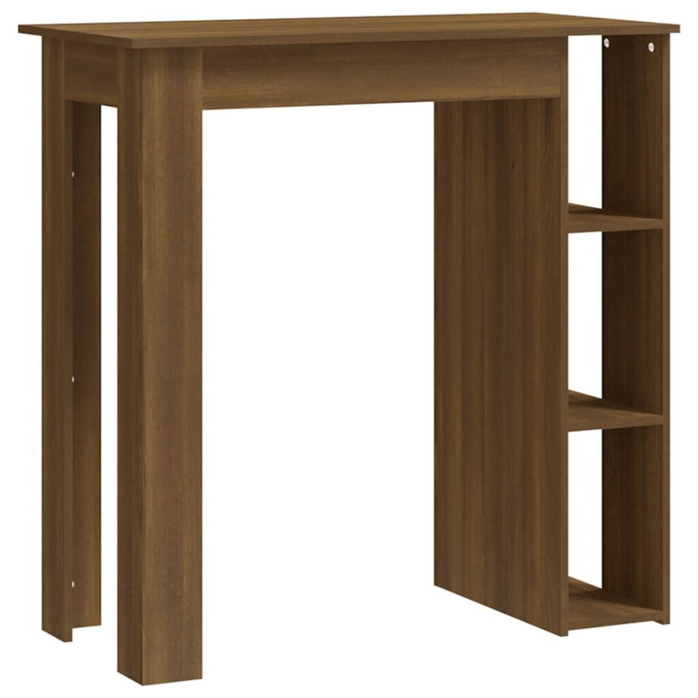 Vidaxl (Brown Oak) Bar Table With Shelf Bar High Table Bistro Pub Table Engineered Wood