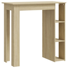 (sonoma oak) vidaXL Bar Table with Shelf Bar High Table Bistro Pub Table Engineered Wood