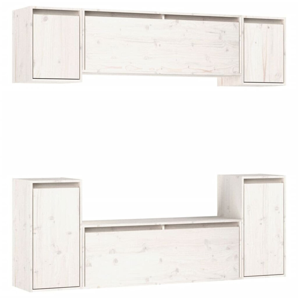 Vidaxl (White) 6X Solid Wood Pine Tv Cabinets Wall Mounted Furniture Multi Colours