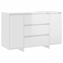 (high gloss white) vidaXL Sideboard with 3 Drawers Cupboard Cabinet Highboard Engineered Wood