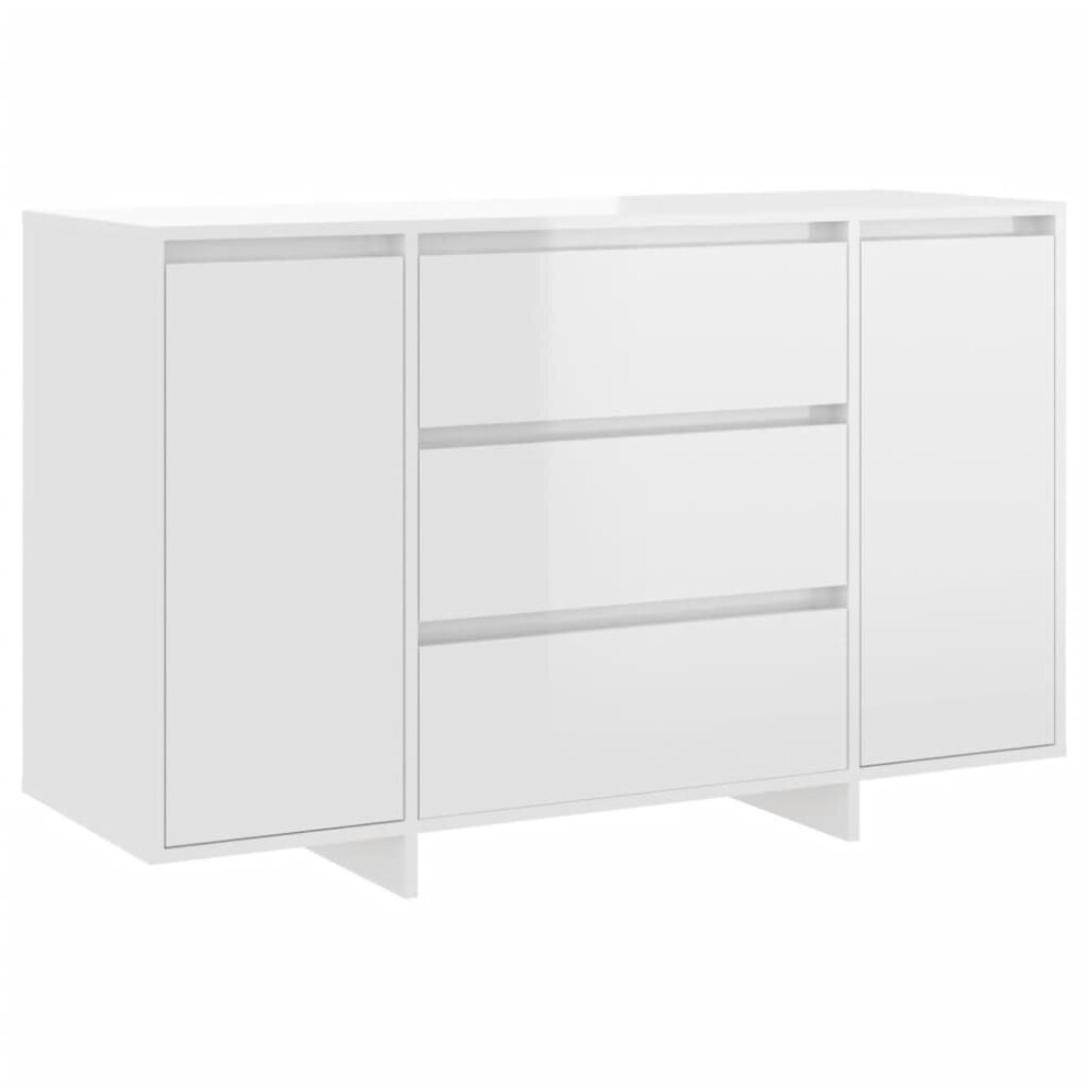 Vidaxl (High Gloss ) Sideboard With 3 Drawers Cupboard Cabinet Highboard Engineered Wood White