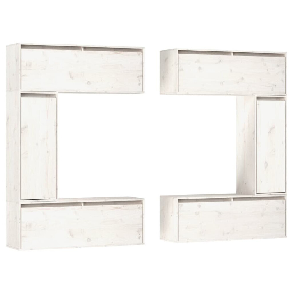 Vidaxl (White) 6X Solid Wood Pine Tv Cabinets Wall Mounted Furniture Multi Colours