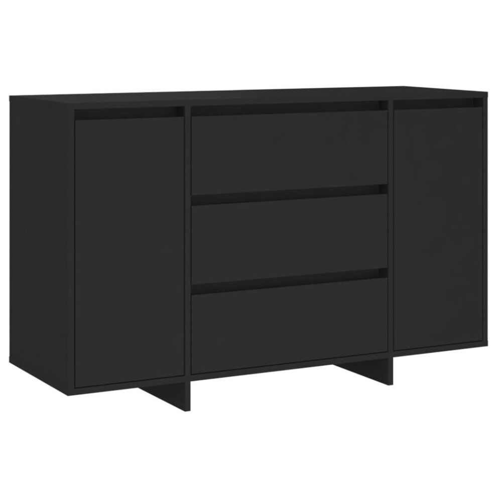 Vidaxl (Black) Sideboard With 3 Drawers Cupboard Cabinet Highboard Engineered Wood Black