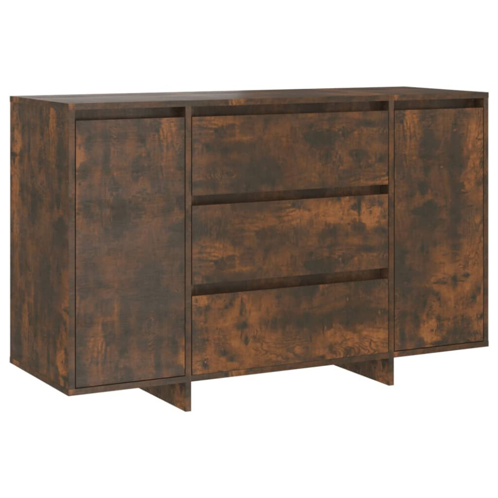 Vidaxl (Smoked Oak) Sideboard With 3 Drawers Cupboard Cabinet Highboard Engineered Wood