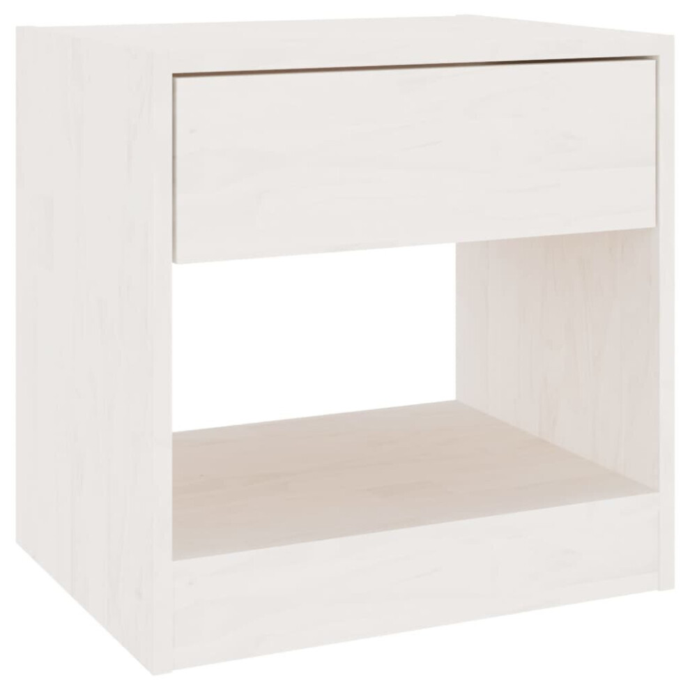 Vidaxl (White, 1) 1/2X Solid Pinewood Bedside Cabinet Bedroom Bed Cabinet Multi Colours