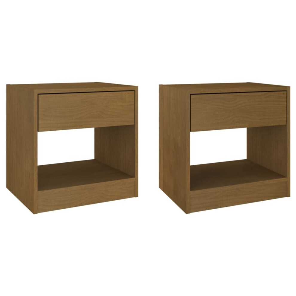 (honey brown, 2) vidaXL 1/2x Solid Pinewood Bedside Cabinet Bedroom Bed Cabinet Multi Colours