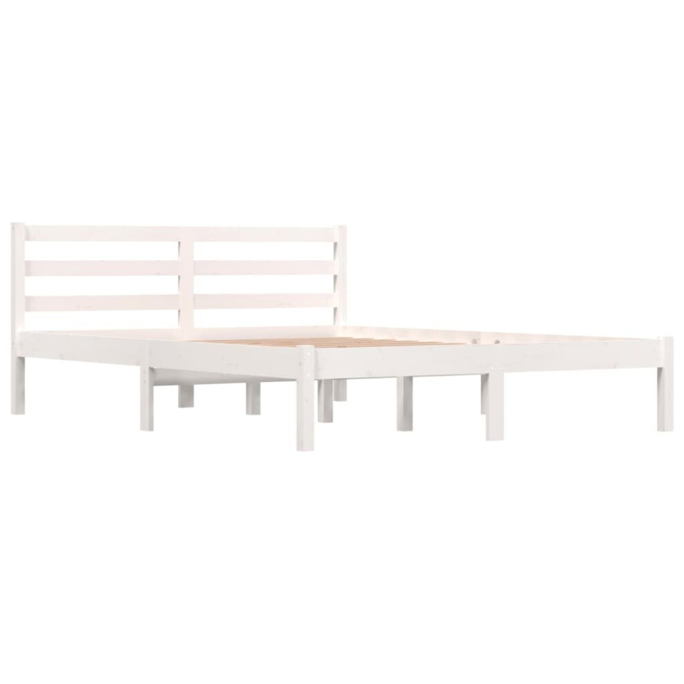 Vidaxl (White, 120 X 190 Cm) Bed Frame Bedroom Bedstead Bed Base Mattress Foundation Solid Wood Pine