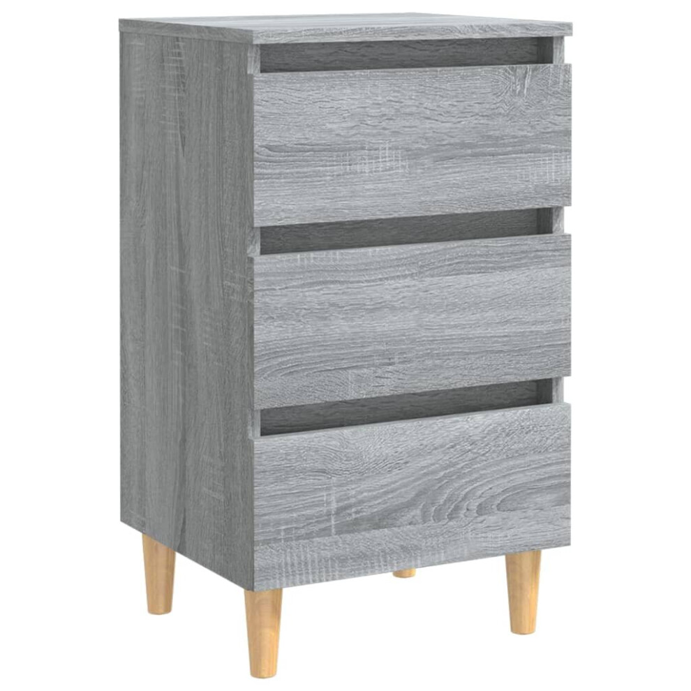 B&Q - Bed Cabinet With Solid Wood Legs Grey Sonoma 40X35X69 Cm Bed Cabinets - Image 2