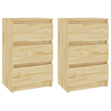(light wood, 2) vidaXL 1/2x Solid Pine Wood Bedside Cabinet Bedroom Bed Cabinet Multi Colours