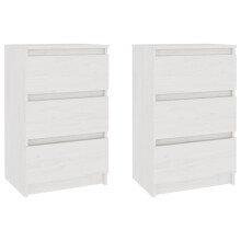 (white, 2) vidaXL 1/2x Solid Pine Wood Bedside Cabinet Bedroom Bed Cabinet Multi Colours