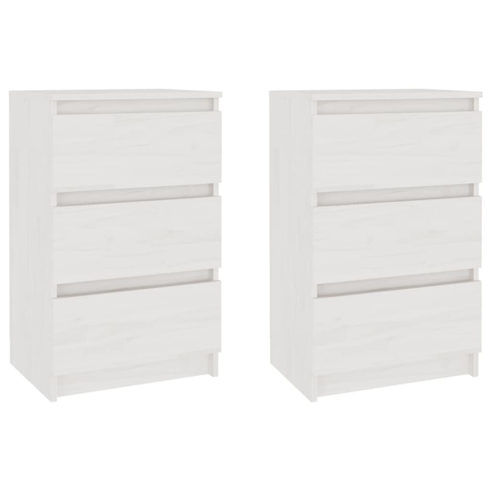 Vidaxl (White, 2) 1/2X Solid Pine Wood Bedside Cabinet Bedroom Bed Cabinet Multi Colours