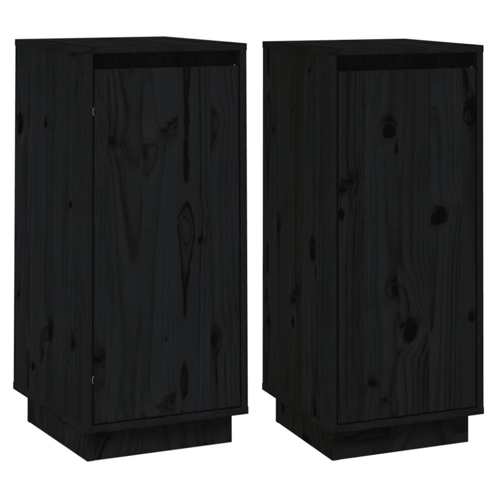Vidaxl (Black, 2) 1/2X Solid Wood Pine Sideboard Side Cabinet Cupboard Multi Colours