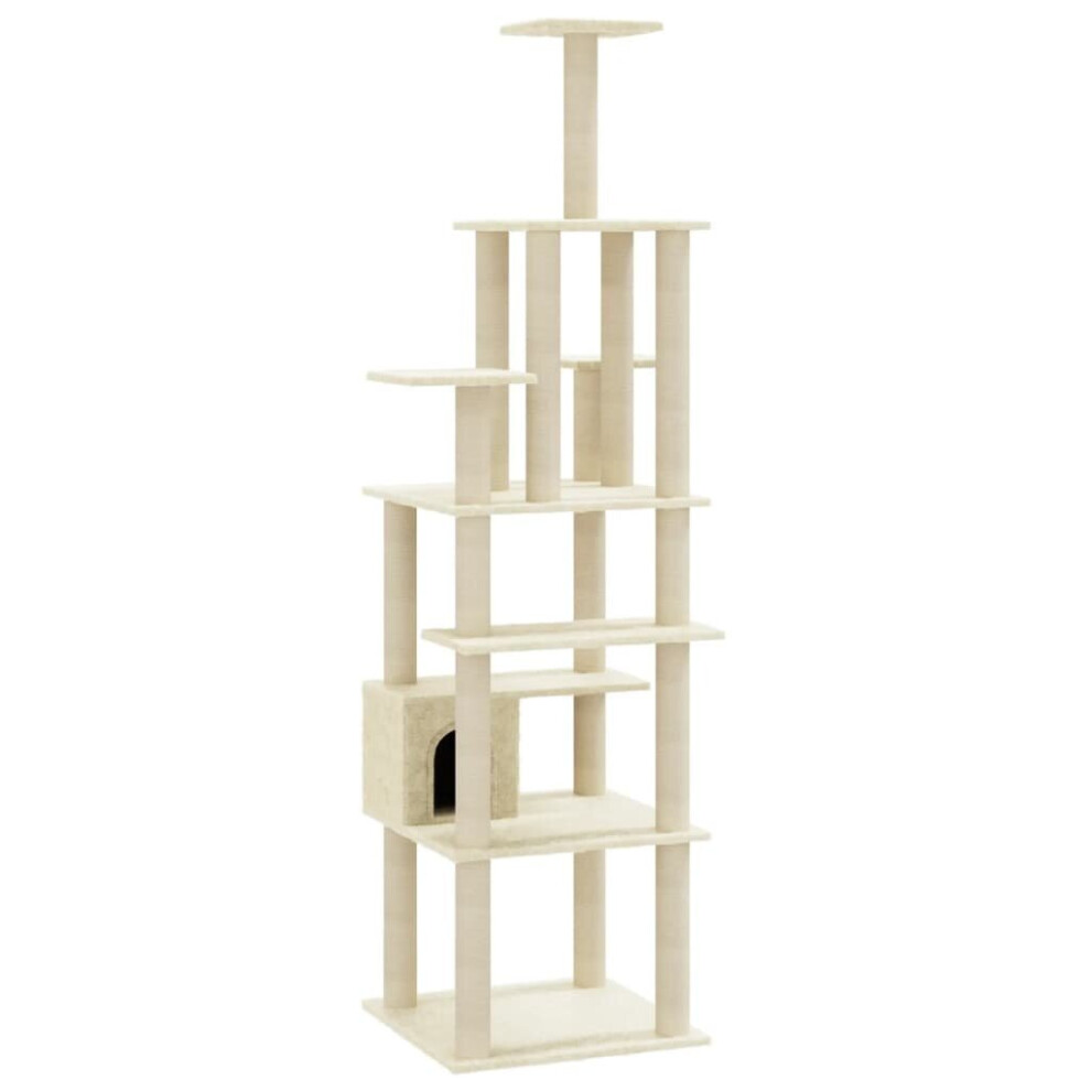 (cream) vidaXL Cat Tree with Sisal Scratching Posts 183cm Cat Play Tower Multi Colours