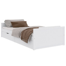 (white) vidaXL Bed Frame with Drawers Solid Wood Pine Bedstead Single Multi Colours