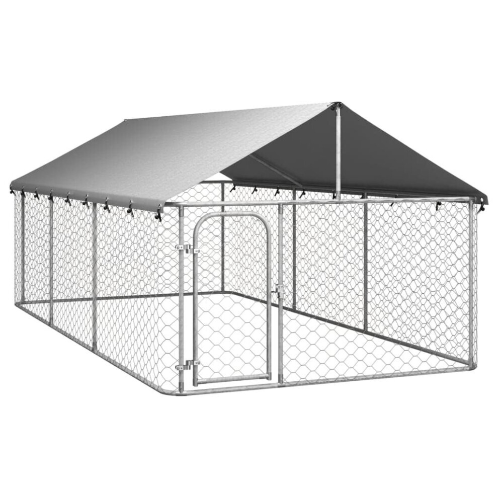 400 x 200 x 150 cm vidaXL Outdoor Dog Kennel with Roof Patio Enclosure Dog Cage Dog House Crate on OnBuy