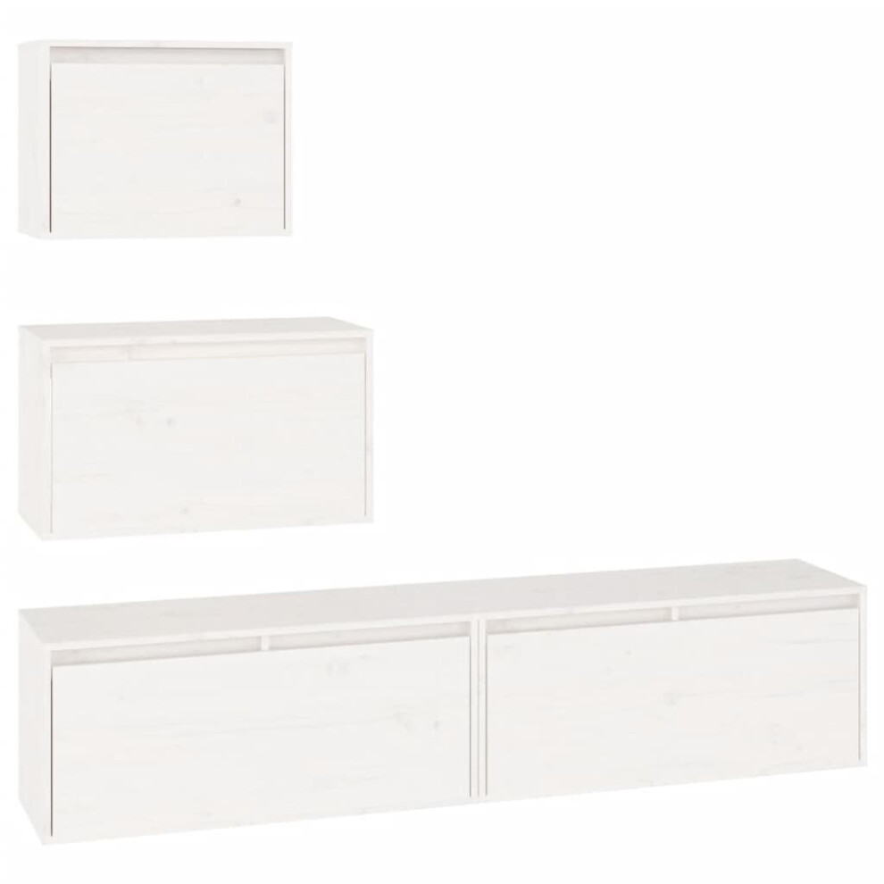 Vidaxl (White) 4X Solid Wood Pine Tv Cabinets Wall Mounted Shelf Stand Multi Colours White