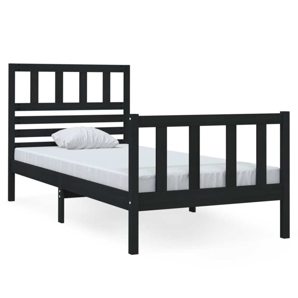 Photos - Bed VidaXL    Frame  Base stead room Mattress Foundation Solid Wood Black 3101117 (black, 75 x 190 cm)
