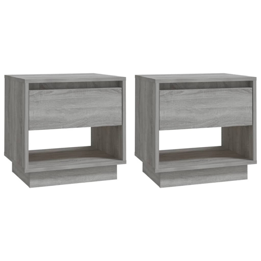 Vidaxl (Grey Sonoma, 2) 1/2X Bedside Cabinet Chipboard Bedroom Bedside Side Table Multi Colours