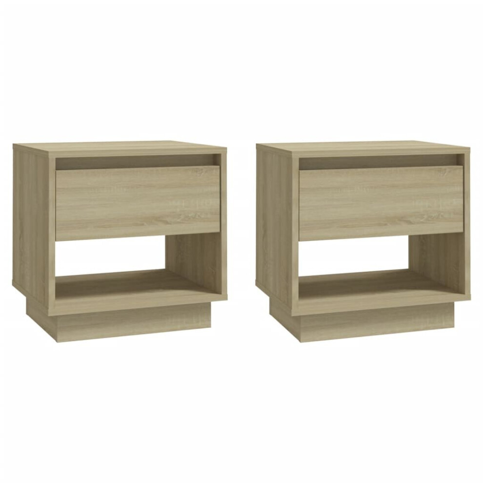 (sonoma oak, 2) vidaXL 1/2x Bedside Cabinet Chipboard Bedroom Bedside Side Table Multi Colours