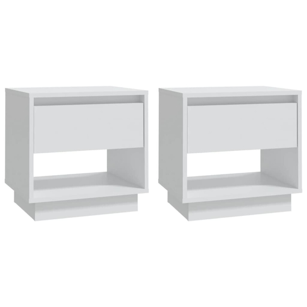 Vidaxl (White, 2) 1/2X Bedside Cabinet Chipboard Bedroom Bedside Side Table Multi Colours