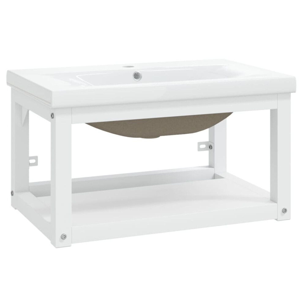 (white, 59 x 38 x 31 cm) vidaXL Bathroom Washbasin Frame & Built-in Basin Iron Black/White Multi Sizes