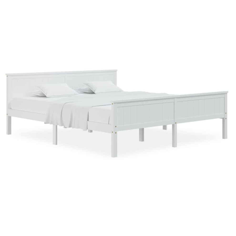 (white, 200 x 200 cm) vidaXL Solid Wood Pine Bed Frame Wooden Bedstead Base Multi Sizes/Colours