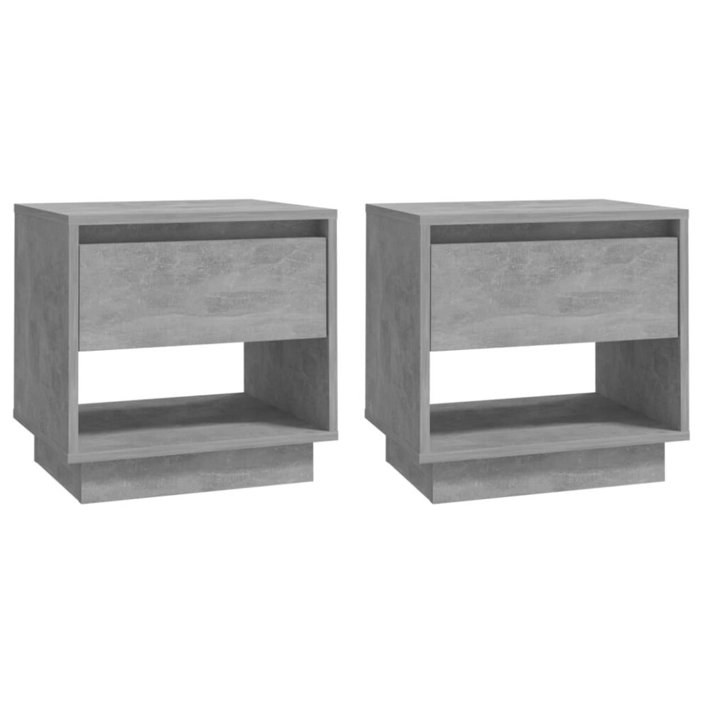 Vidaxl (Concrete Grey, 2) 1/2X Bedside Cabinet Chipboard Bedroom Bedside Side Table Multi Colours