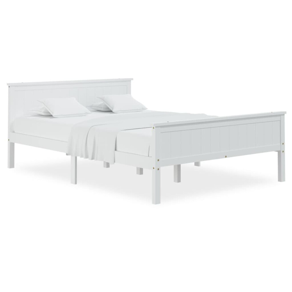 (white, 160 x 200 cm) vidaXL Solid Wood Pine Bed Frame Wooden Bedstead Base Multi Sizes/Colours