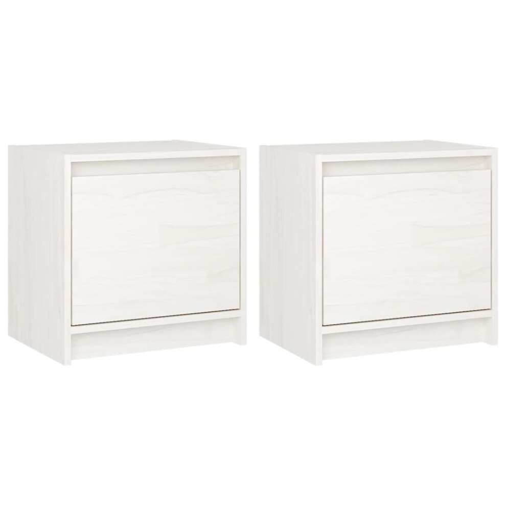 Vidaxl (White, 2) 1/2X Solid Pinewood Bedside Cabinet Bedroom Bedside Table Multi Colours