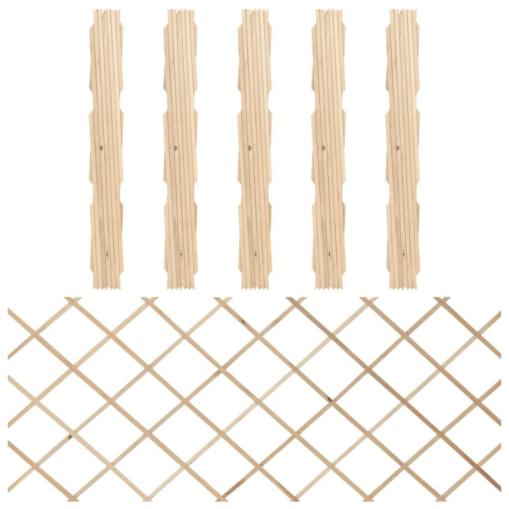 Vidaxl (, 180 X 80 Cm) 5X Solid Firwood Trellis Fences Outdoor Extending Barrier Brown/Grey