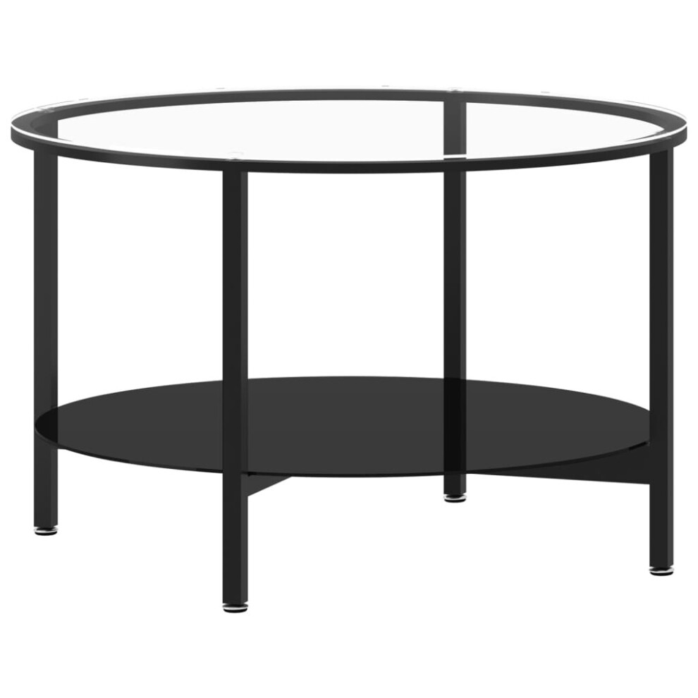 (black and transparent) vidaXL Tea Table Marble Home Indoor Furniture Tempered Glass Multi Colours