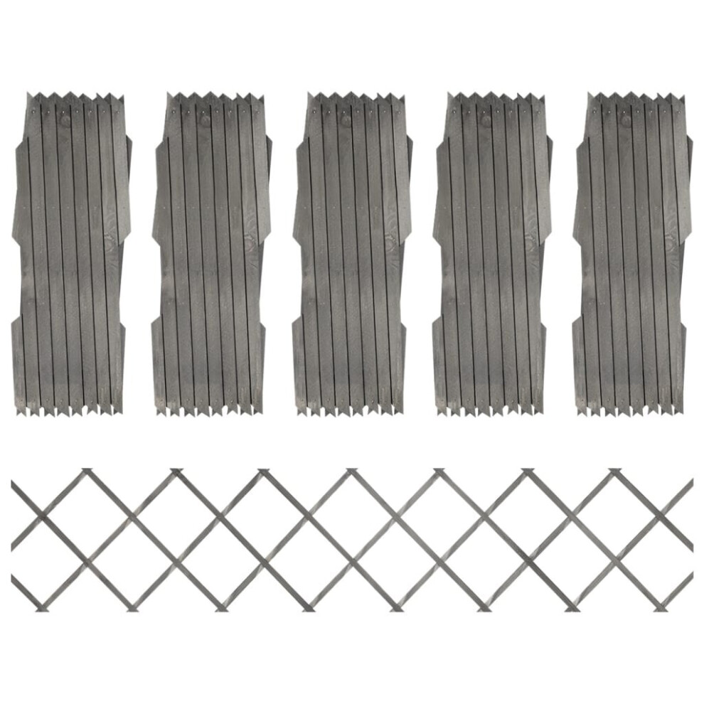 (grey, 180 x 30 cm) vidaXL 5x Solid Firwood Trellis Fences Outdoor Extending Barrier Brown/Grey