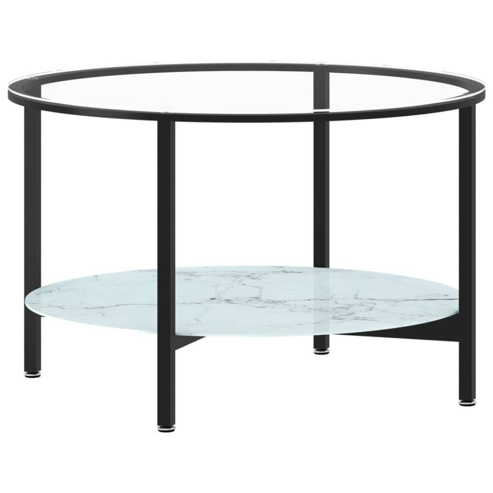 (black and white marble) vidaXL Tea Table Marble Home Indoor Furniture Tempered Glass Multi Colours