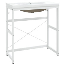 (white, 79 x 38 x 83 cm) vidaXL Bathroom Washbasin Frame & Built-in Basin Iron Black/White Multi Sizes