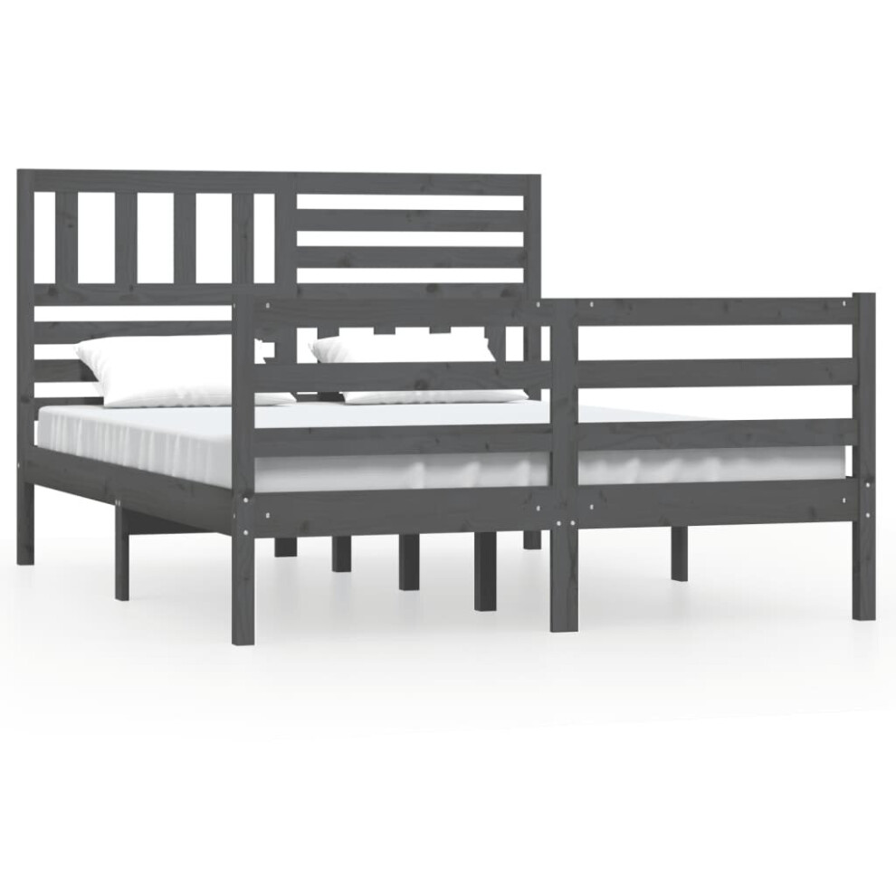 (grey, 140 x 190 cm) vidaXL Solid Wood Bed Frame Wooden Bed Base Bedstead Multi Colours Multi Sizes