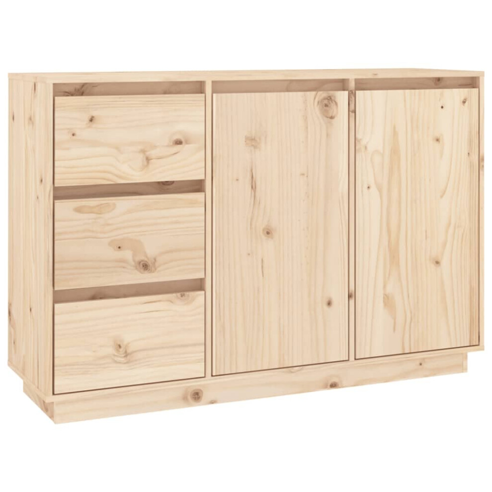 VidaXL Solid Pine Wood Sideboard - 2 Doors 3 Drawers - Brown - 75x111x34cm - Image 3