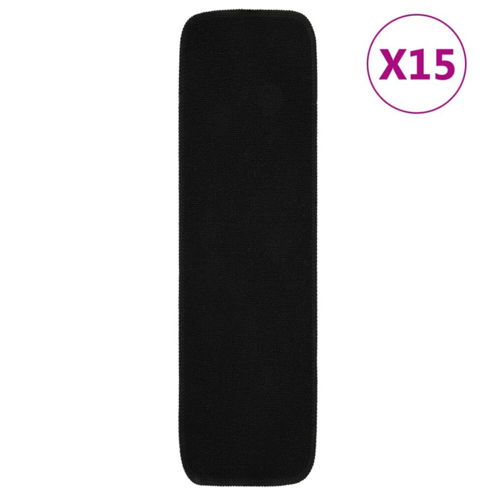 Vidaxl (Black, 75 X 20 Cm) 15X Anti Slip Stair Mats Rug Rectangular Multi Colours 60X25/75X20cm