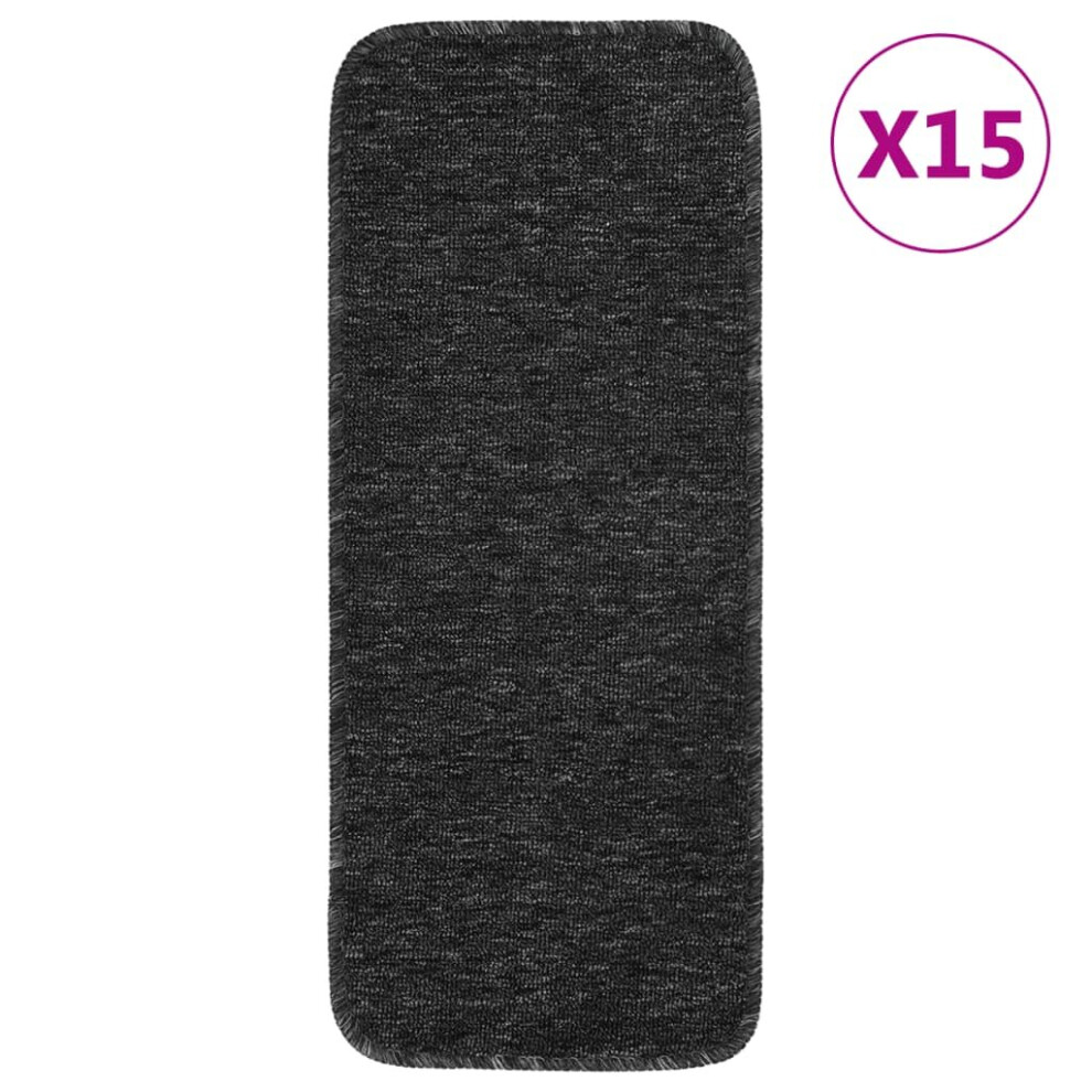 Vidaxl (Anthracite, 60 X 25 Cm) 15X Anti Slip Stair Mats Rug Rectangular Multi Colours 60X25/75X20cm