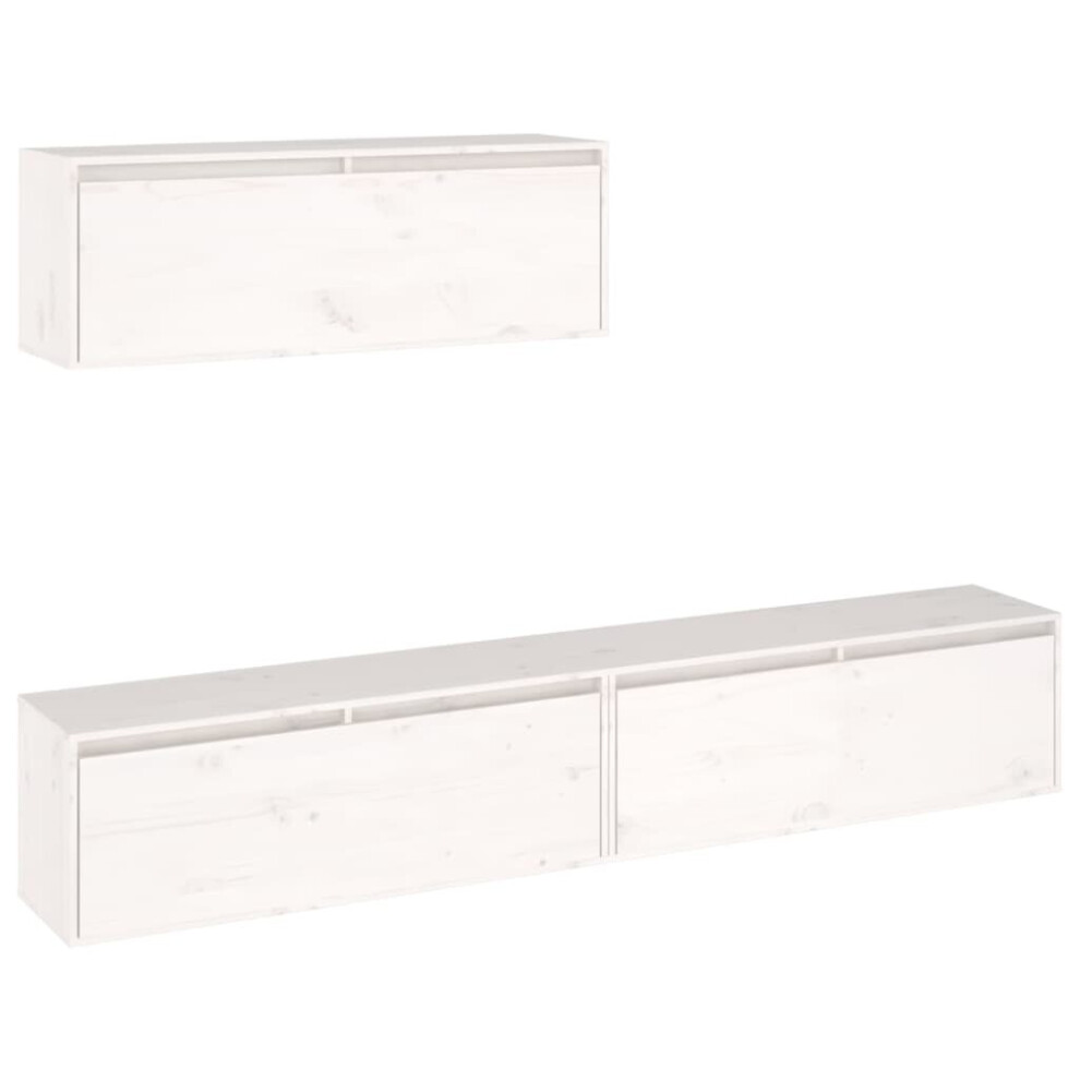 Vidaxl (White) 3X Solid Wood Pine Tv Cabinets Wooden Hanging Cabinet Multi Colours White