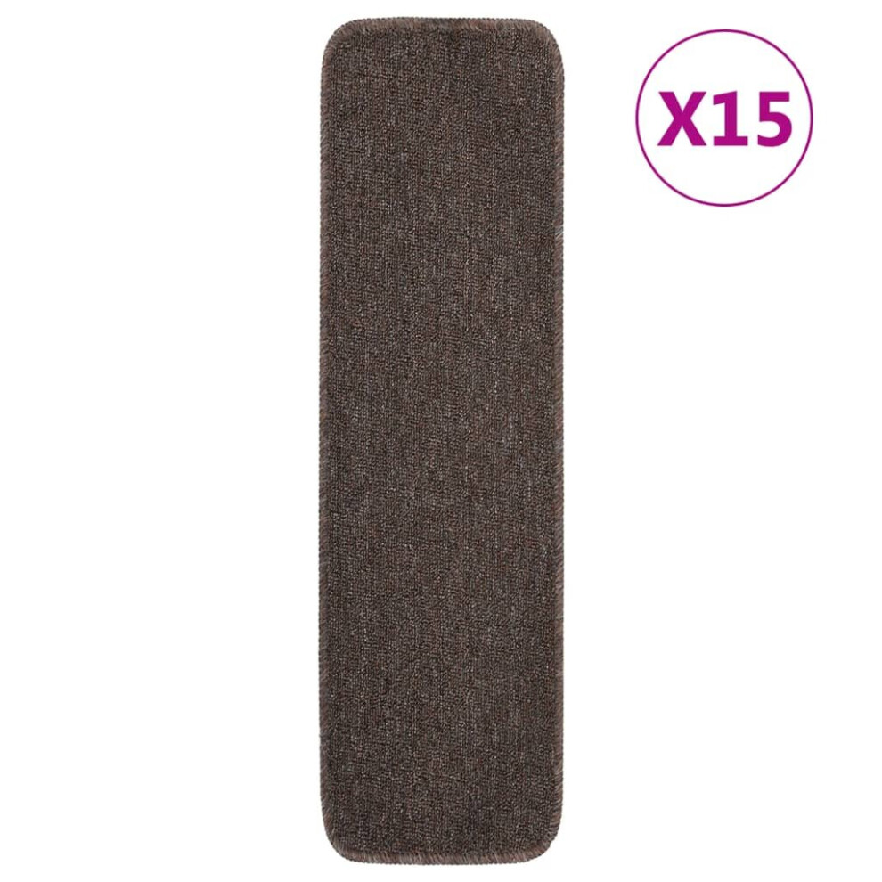 Vidaxl (Brown, 75 X 20 Cm) 15X Anti Slip Stair Mats Rug Rectangular Multi Colours 60X25/75X20cm