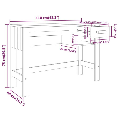 VidaXL (dark grey) vidaXL Desk Solid Wood Pine Home Working Writing Computer Table Multi Colours 2