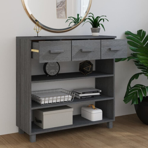 VidaXL (dark grey) vidaXL Console Table Solid Wood Pine Accent Table Hall Cabinet Multi Colours 1