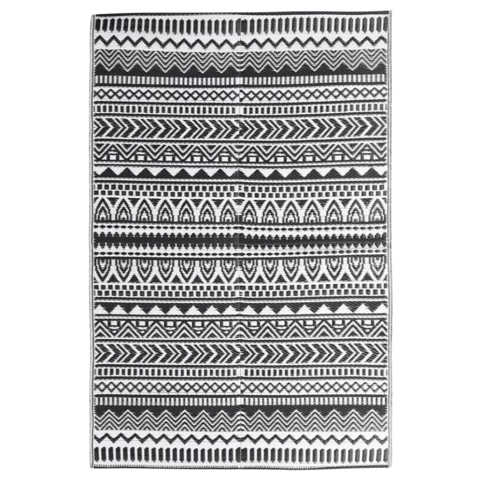 Vidaxl ( And 190 X 290 Cm) Outdoor Carpet Garden Rug Carpet Patio Mat Area Rug Balcony Blanket Pp Black/White