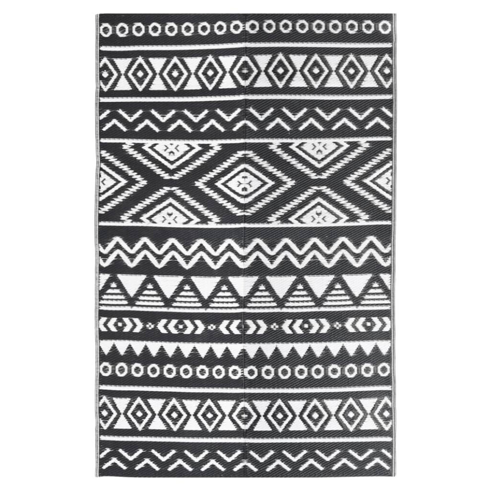 Vidaxl ( Pattern, 190 X 290 Cm) Outdoor Carpet Garden Rug Carpet Patio Mat Area Rug Balcony Blanket Pp Black