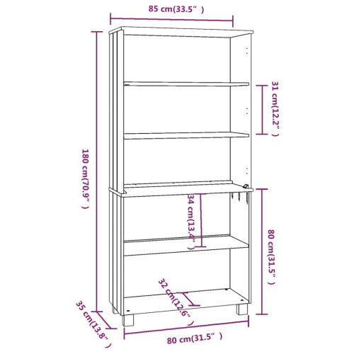 VidaXL (light grey) vidaXL Highboard Solid Wood Pine Wooden Storage Shelf Sideboard Multi Colours 2