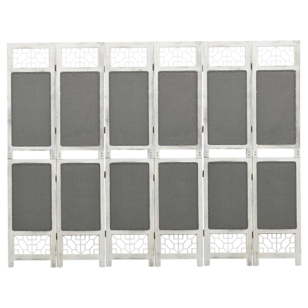 (210 x 165 cm) vidaXL 6-Panel Room Divider Grey Fabric Privacy Folding Screen Multi Sizes