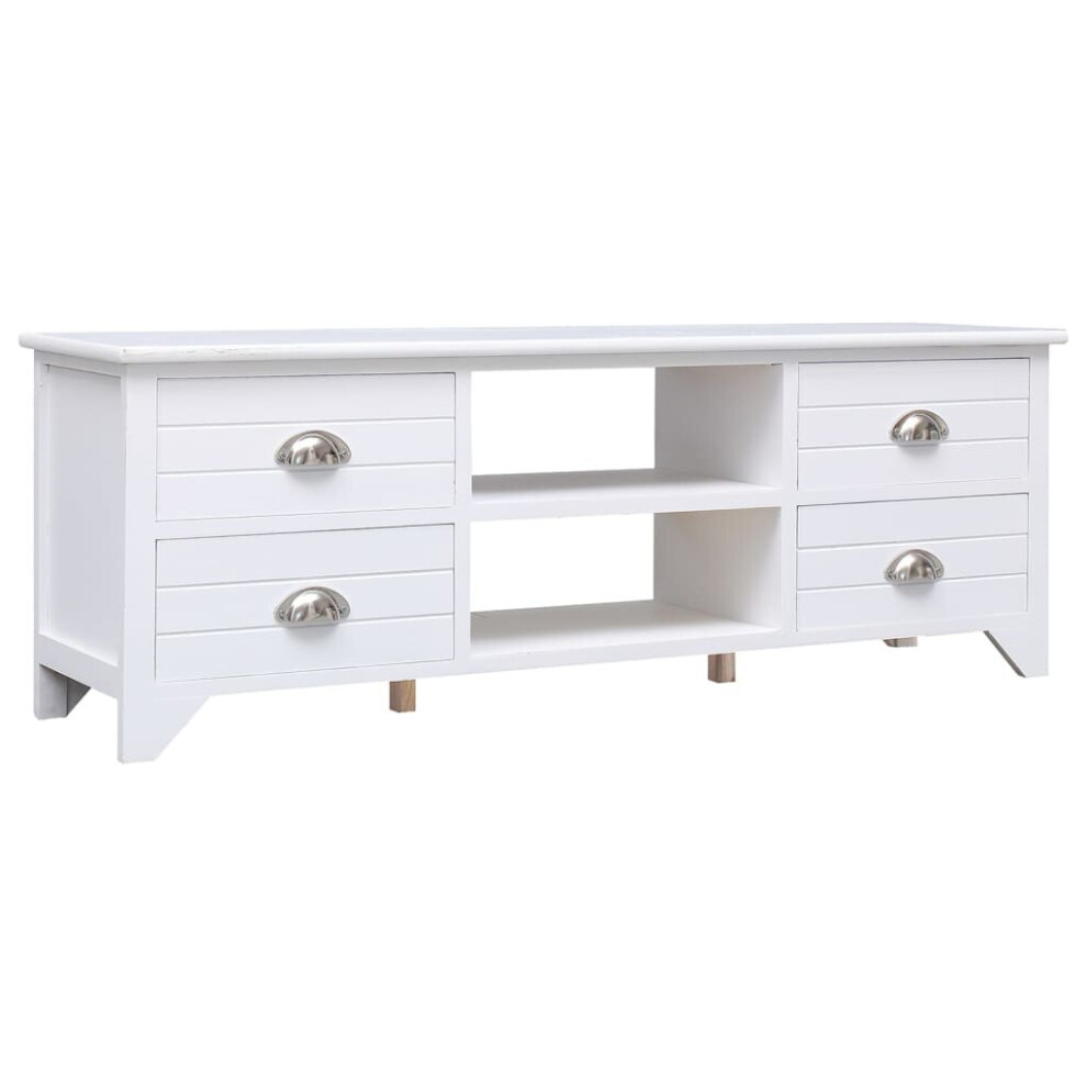 (white) vidaXL TV Cabinet Entertainment Centre TV Stand TV Unit Solid Paulownia Wood