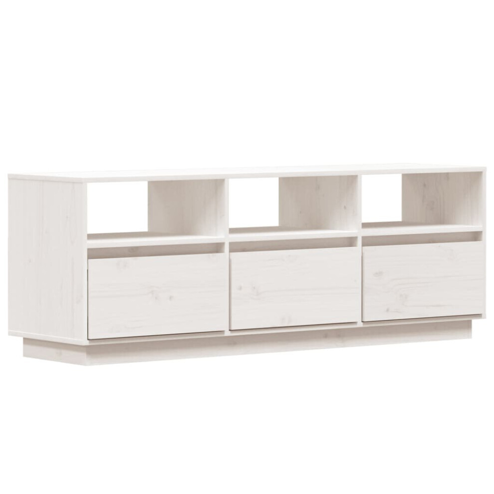 Vidaxl (White) Tv Cabinet Tv Unit Sideboard Hifi Cabinet Tv Stand Solid Wood Pine White