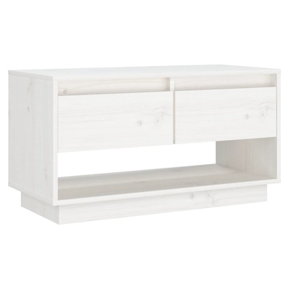 (white) vidaXL Solid Wood Pine TV Cabinet Bedroom Living Room Media Unit Multi Colours