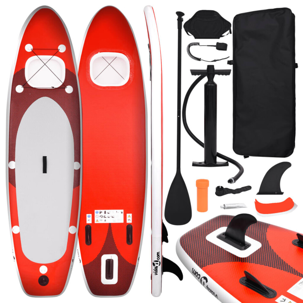 (red, 300 x 76 x 10 cm) vidaXL Inflatable Stand Up Paddle Board Set Paddleboard Multi Sizes/Colours